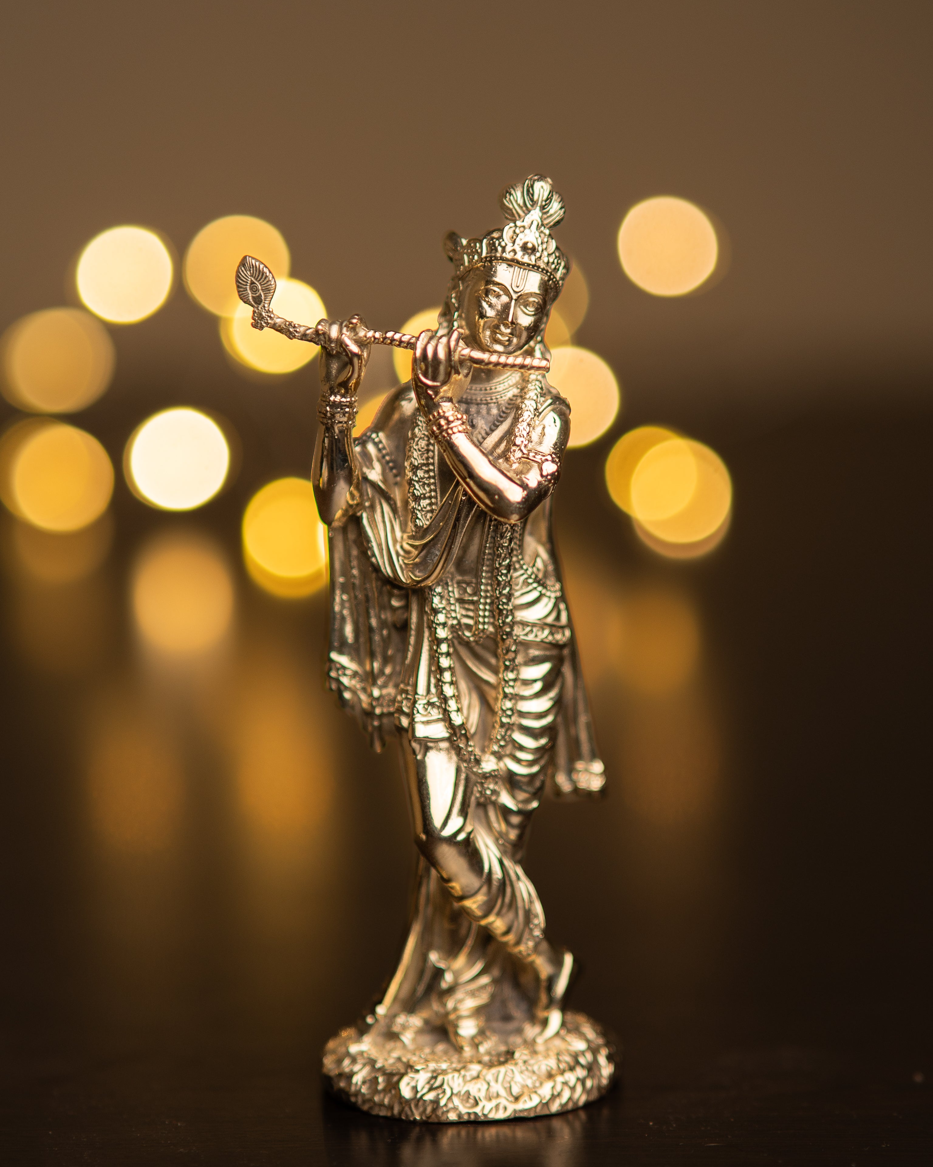 Lord Krishna Playing Flute Brass Murti | Divine Sculpture of the Supreme Love